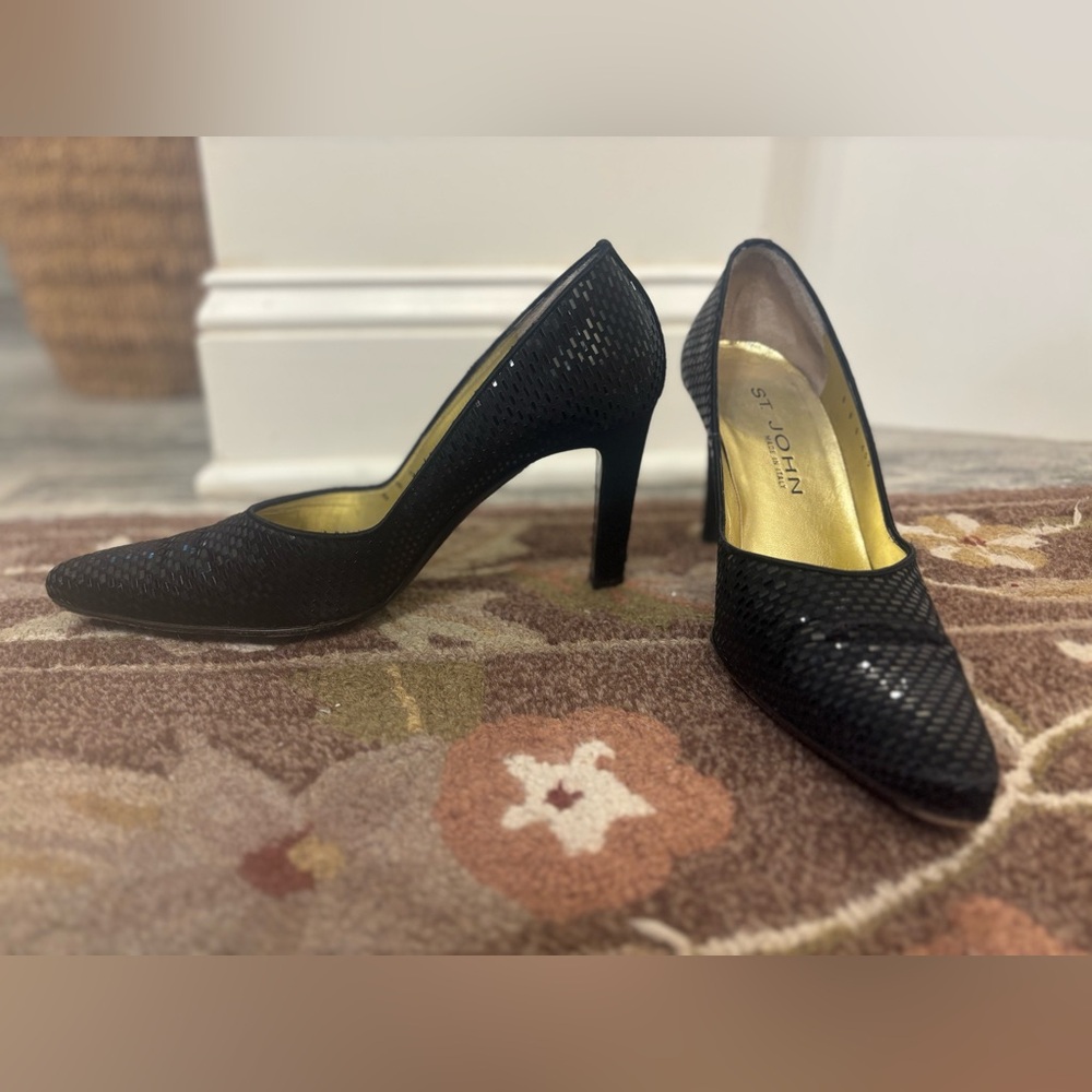 ST. JOHN Black Sparkle Pumps Size 8
